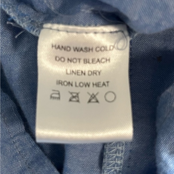 Blushmark Denim Midi Blue Dress Spaghetti Straps Stretchy Back Size Large - Picture 9 of 9